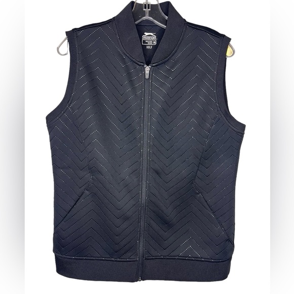Slazenger Women's Medium Black Full Zip Stretch Golf Vest TS3 - Picture 1 of 5